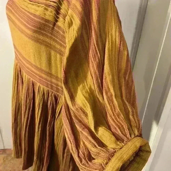 FREE PEOPLE XS Women Brown Gauze Stripe Dress Mini Full
Balloon Sleeve-EUC - Picture 5 of 13